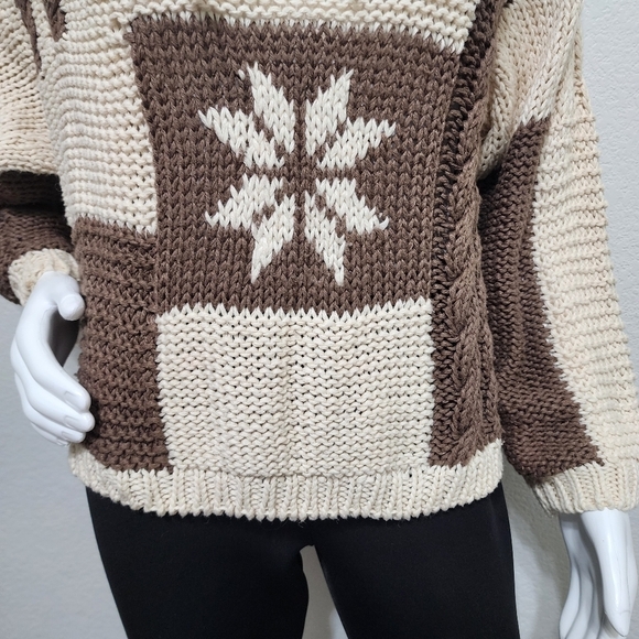 VNTG Counterparts Knitted by Hand Brown Mockneck Sweater Size S - Picture 7 of 11